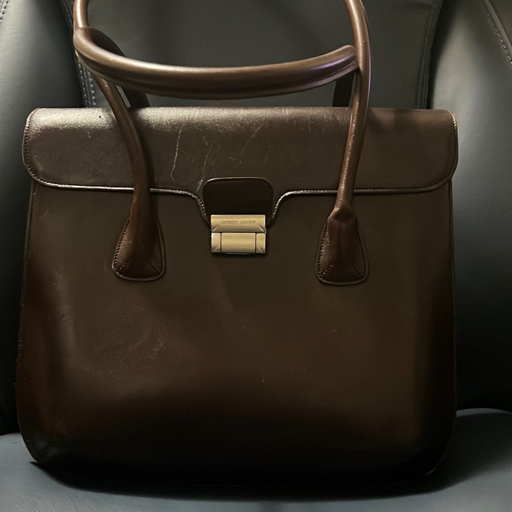 Giorgio Armani brown leather handbag